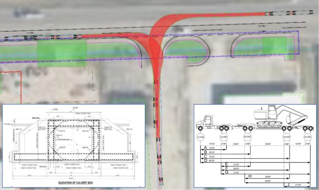 a diagram showing the construction of a road and the construction of a bridge.