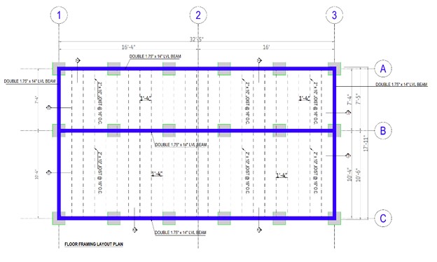 a diagram showing the dimensions of a building.